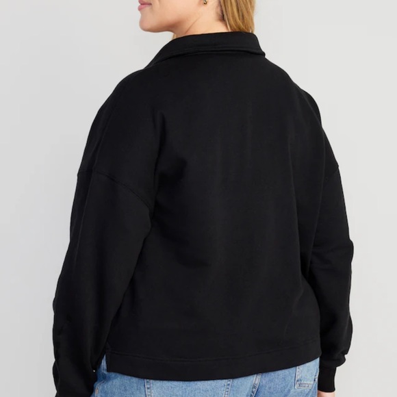 NWT OLD NAVY Collared Fleece Pullover Color: BLACK JACK SIZE X-LARGE - Picture 5 of 6
